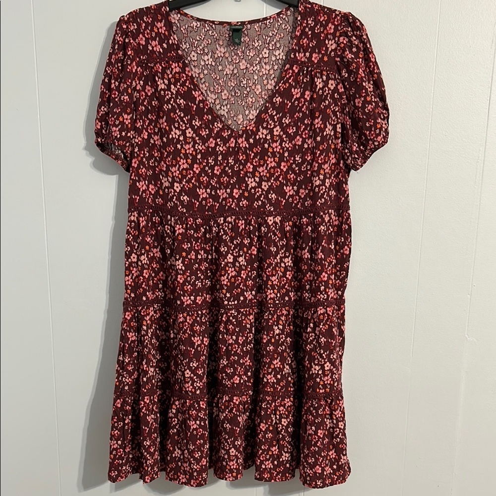 Women’s‎ small wild fable Floral V-Neck Dress - Red new without tags
